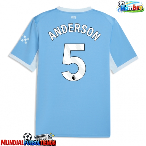 Camiseta Manchester City Elliot Anderson #5 Primera Equipación Replica 2026-27 mangas cortas